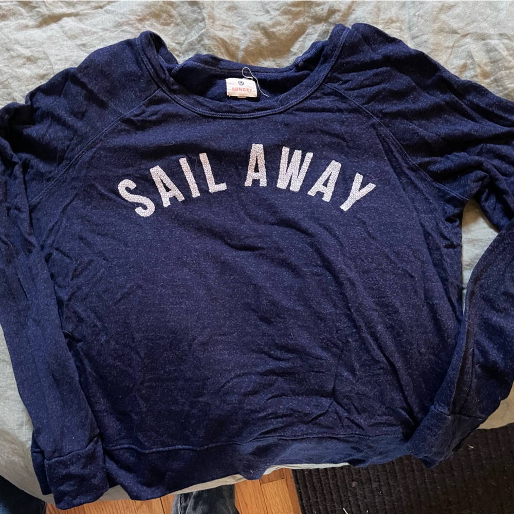 Sundry “SAIL AWAY” navy blue sweatshirt size 3/Large